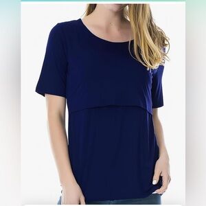 Smallshow Women's Maternity Nursing Tops Short Sleeve Breastfeeding Clothes L